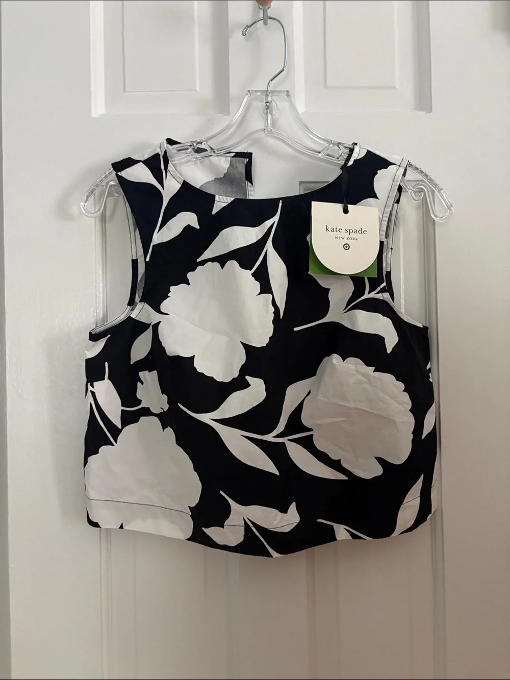 kate spade Black and White Floral Sleeveless Crop Top